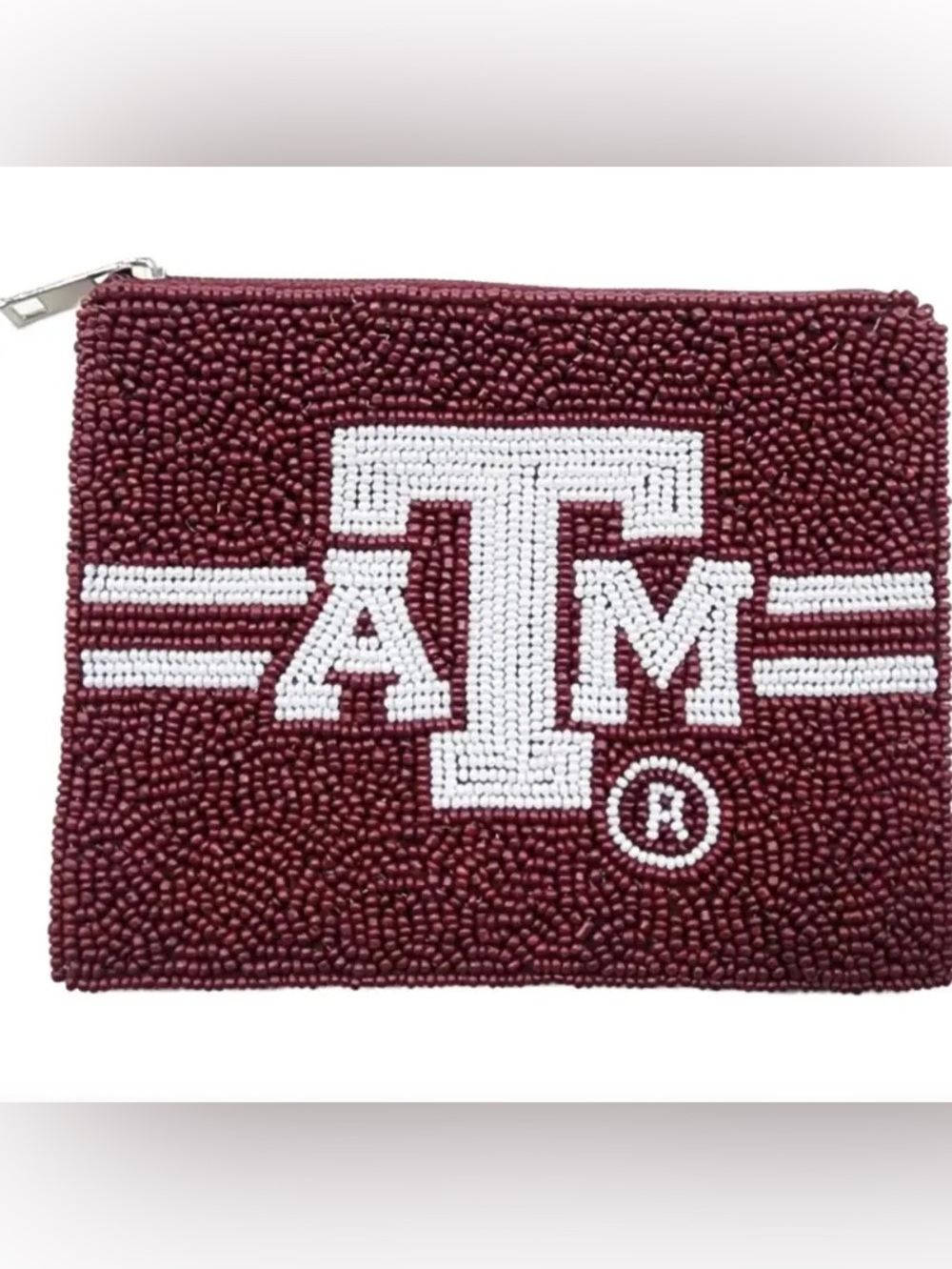 Texas A&M Beaded Logo Pouch - Maroon & White